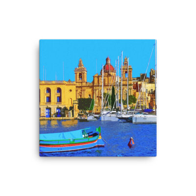 Thin canvas Malta Grand Harbor Tricity Bay Birgu And Senglea Islands 0002
