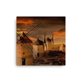 Thin canvas Spain La Mancha Windmills Sunset 0001