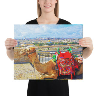 Canvas jerusalem old city view from mt of olives 0002 16″×20″
