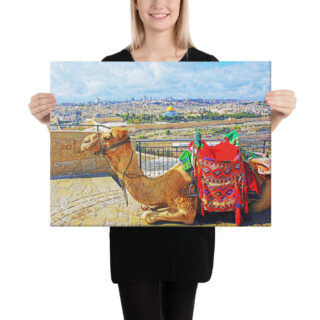 Canvas jerusalem old city view from mt of olives 0002 18″×24″