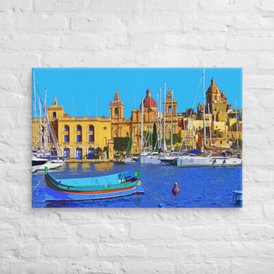 canvas-in-24x36-front-68f27695a02da.jpg Canvas Malta Grand Harbor Tricity Bay Birgu And Senglea Islands 0002 24″×36″