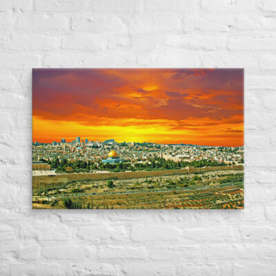 Canvas jerusalem old city view from mt of olives 0004 24″×36″