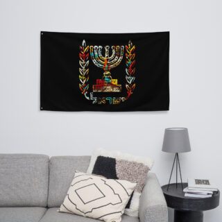 Flag menorah emblem of the state of Israel 001