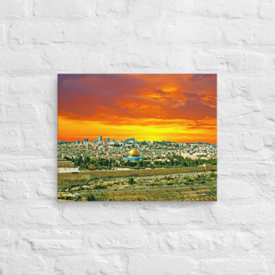 Canvas jerusalem old city view from mt of olives 0004 16″×20″