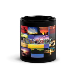Black Glossy Mug Am Yisrael chai Israel 001