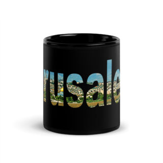 Black Glossy Mug Jerusalem Israel 001