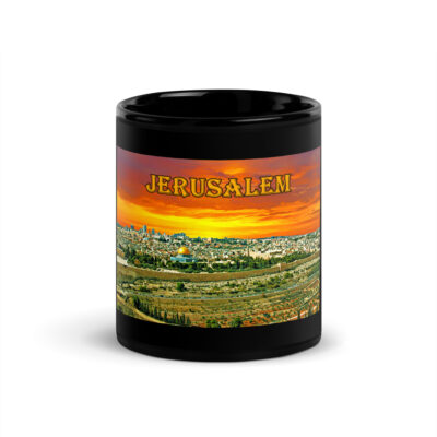Black Glossy Mug Jerusalem Israel 002