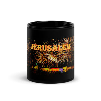 Black Glossy Mug Jerusalem Israel 003