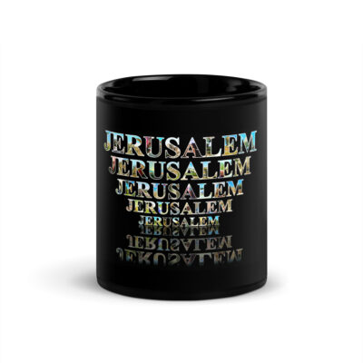 Black Glossy Mug Jerusalem Israel 004
