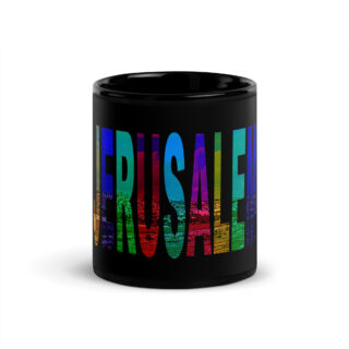 Black Glossy Mug Jerusalem Israel 005