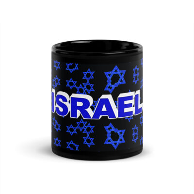 Black Glossy Mug star of David Israel 002
