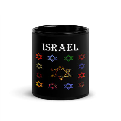Black Glossy Mug star of David Israel 003