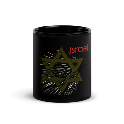 Black Glossy Mug star of David Israel 004