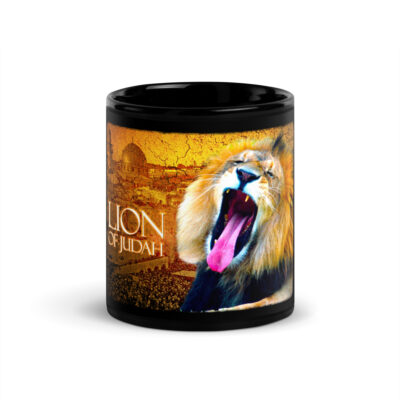 Black Glossy Mug lion of Judah Israel 001