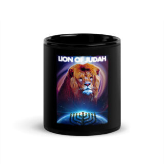 Black Glossy Mug lion of Judah Israel 002