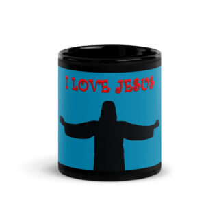 Black Glossy Mug I LOVE JESUS 003