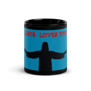 Black Glossy Mug JESUS LOVES YOU 003