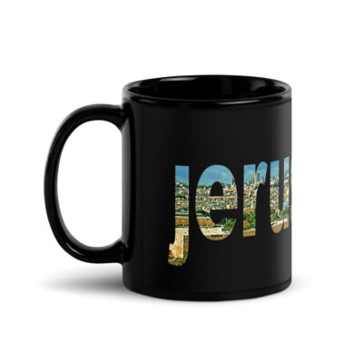 Black Glossy Mug Jerusalem Israel 001