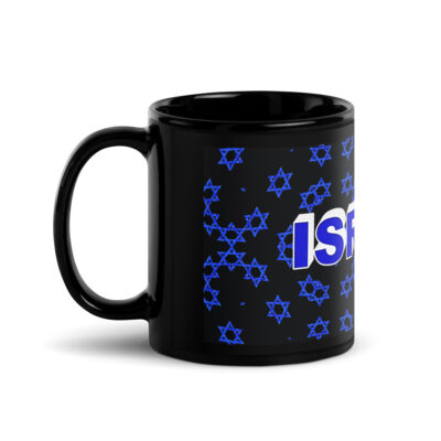 Black Glossy Mug star of David Israel 002