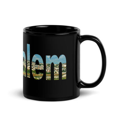 Black Glossy Mug Jerusalem Israel 001
