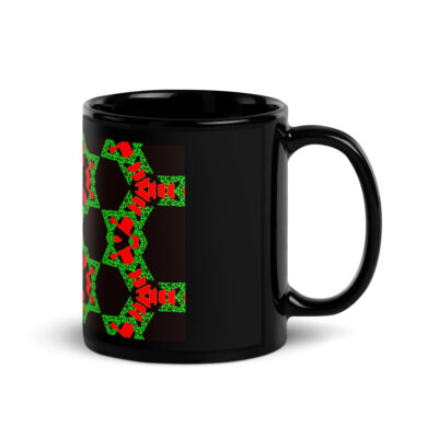 Black Glossy Mug star of David Israel 001