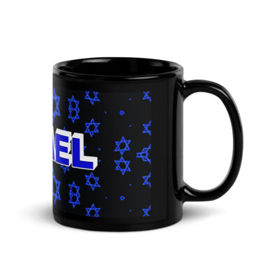 Black Glossy Mug star of David Israel 002