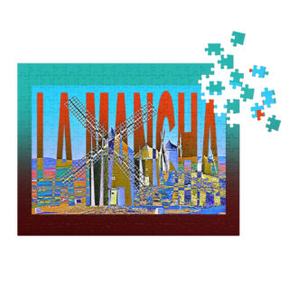 Jigsaw puzzle with tin world travel spain windmills Don Quixote La Mancha 001