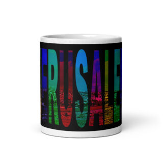 White glossy mug Jerusalem Israel 001