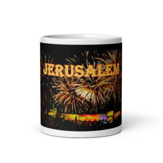 White glossy mug Jerusalem Israel 002