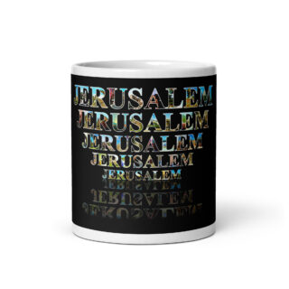 White glossy mug Jerusalem Israel 003