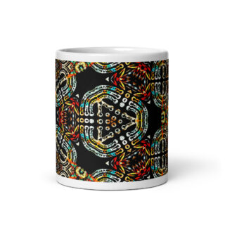 White glossy mug menorah Israel 001