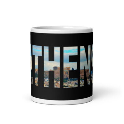 White glossy mug world travel greece Athens 001