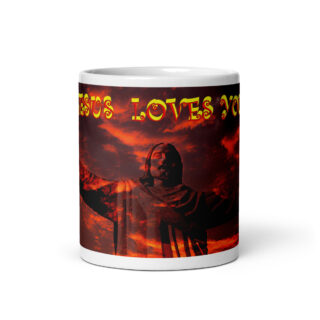 White glossy mug JESUS LOVES YOU 003