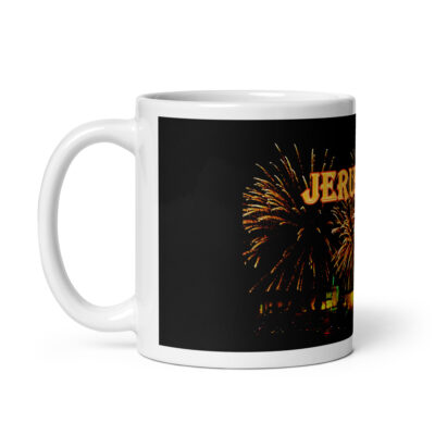 White glossy mug Jerusalem Israel 002