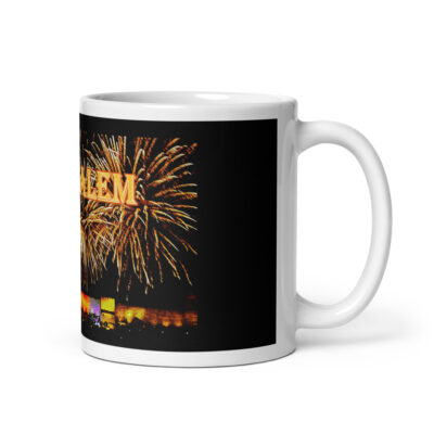 White glossy mug Jerusalem Israel 002