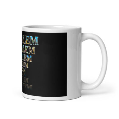 White glossy mug Jerusalem Israel 003