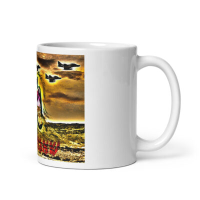 White glossy mug ROARING LION Israel 002