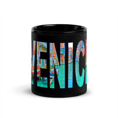 Black Glossy Mug world travel Italy Venice 002