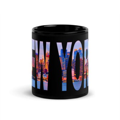 Black Glossy Mug world travel usa new york city 001