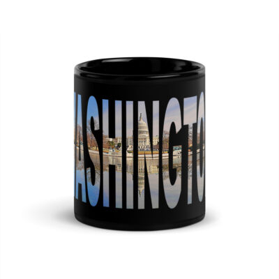 Black Glossy Mug world travel usa Washington DC 001