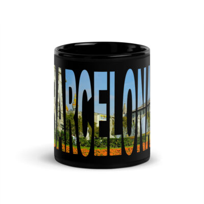 Black Glossy Mug world travel spain barcelona 001