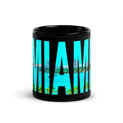 Black Glossy Mug world travel usa Miami 001