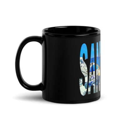 Black Glossy Mug world travel Greece santorini 002