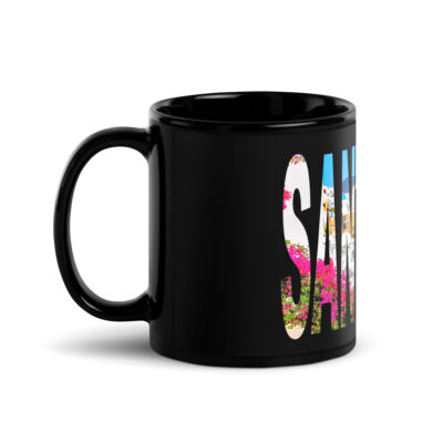 Black Glossy Mug world travel Greece santorini 001