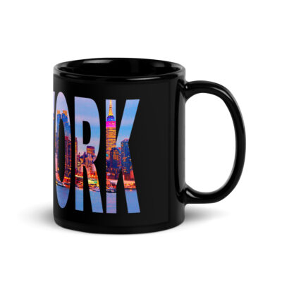 Black Glossy Mug world travel usa new york city 001