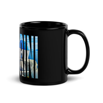 Black Glossy Mug world travel Greece santorini 002