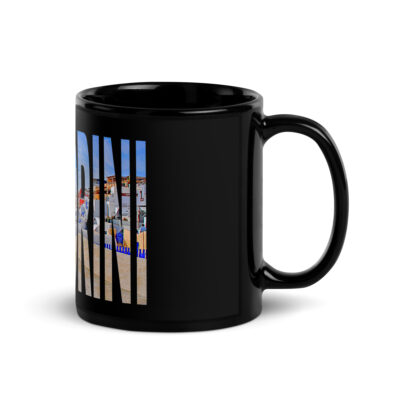 Black Glossy Mug world travel Greece santorini 003