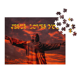 Jigsaw puzzle with tin JESUS LOVES YOU 001