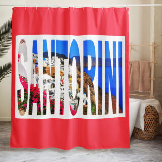 Shower curtain greece santorini 001