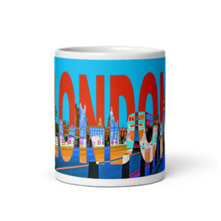 White glossy mug world travel England London 002